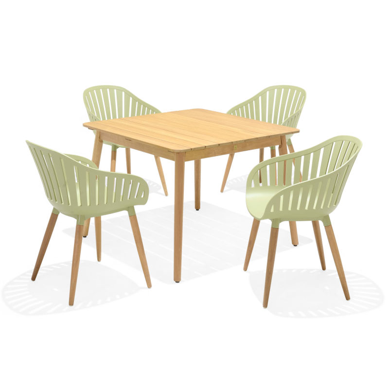 Nassau Square Dining Set in Sage Green Social Plastic