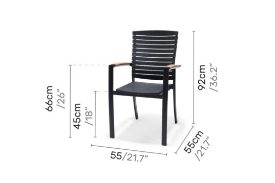 LifestyleGarden Panama Dark - Stacking Armchair (Dimensions)