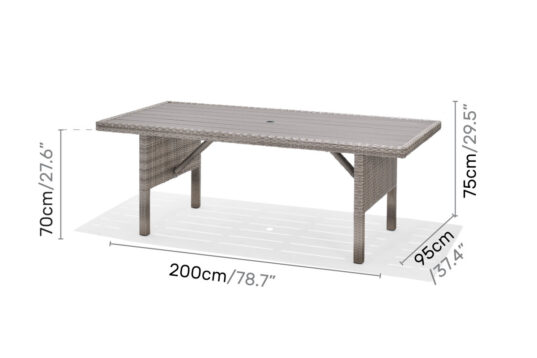 LifestyleGarden Aruba - 8 Seater Dining Table (dimensions)