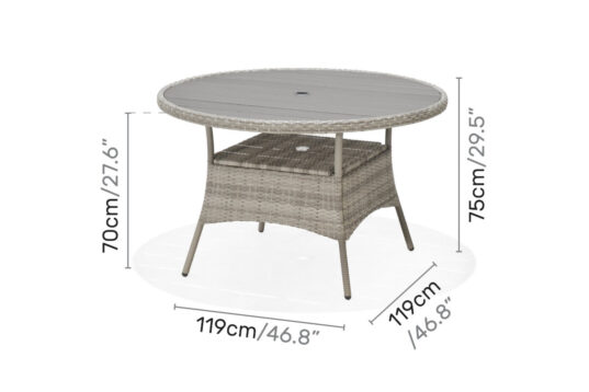 LifestyleGarden Aruba - Round Table (Dimensions)