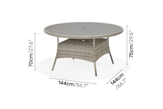 LifestyleGarden Aruba - Round Table (Dimensions)