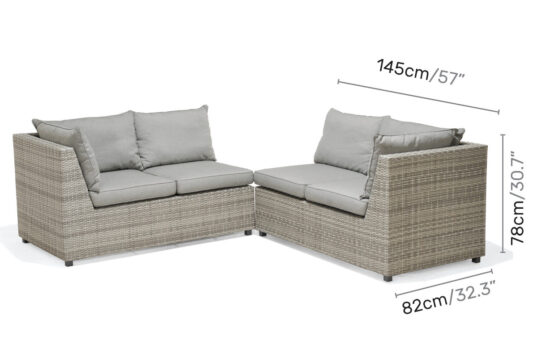 LifestyleGarden Aruba - Corner Sofa (Dimensions)