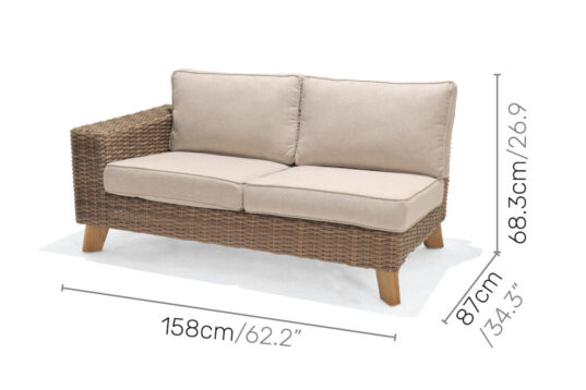 LifestyleGarden Bahamas - Deluxe Sofa - Left Hand (Dimensions)