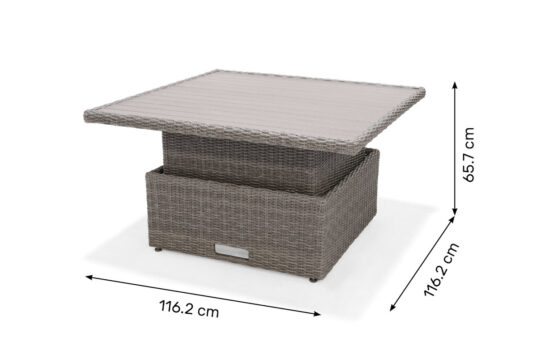 LifestyleGarden Bermuda Dark - Lift Square Table (Dimensions)