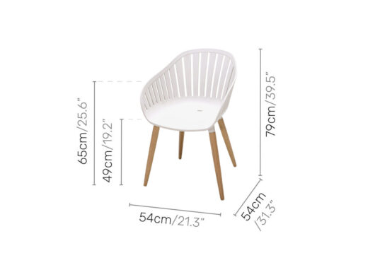 LifestyleGarden Nassau - Carver Chair (White) Dimensions