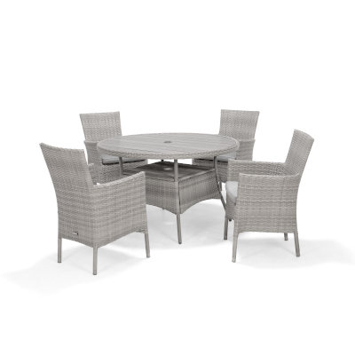 LifestyleGarden Aruba - 4 Seater Round Stacking Dining Set