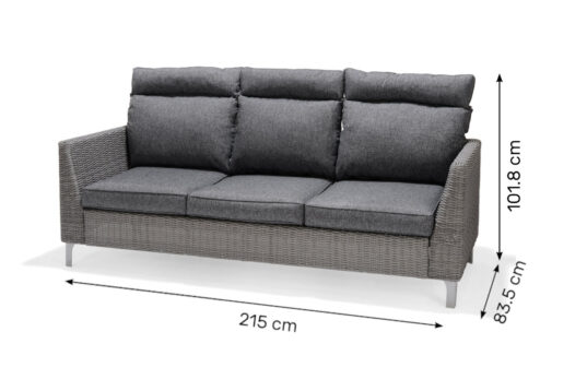 LifestyleGarden Bermuda Dark - High Back 3 Seater Sofa