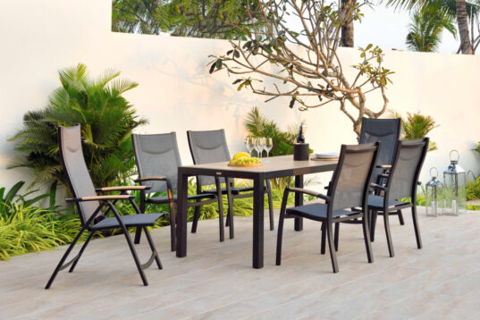 LifestyleGarden Panama Dark - 6 Seater Rectangular Dining Mixed Set