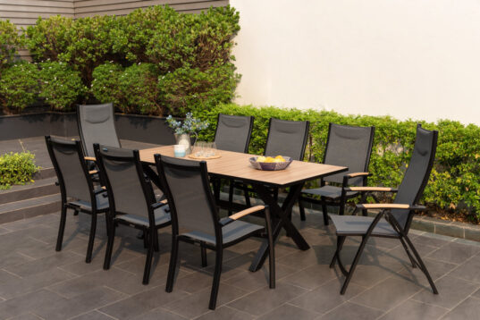 LifestyleGarden Panama Dark - 8 Seater Rectangular Mixed Dining Set