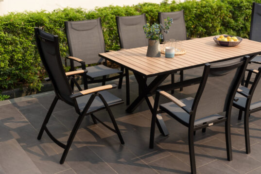 LifestyleGarden Panama Dark - 8 Seater Rectangular Mixed Dining Set