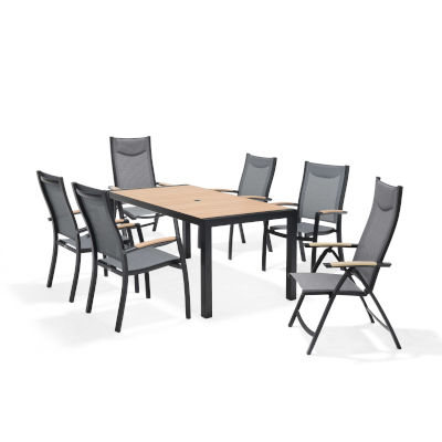 LifestyleGarden Panama Dark - 6 Seater Rectangular Dining Mixed Set